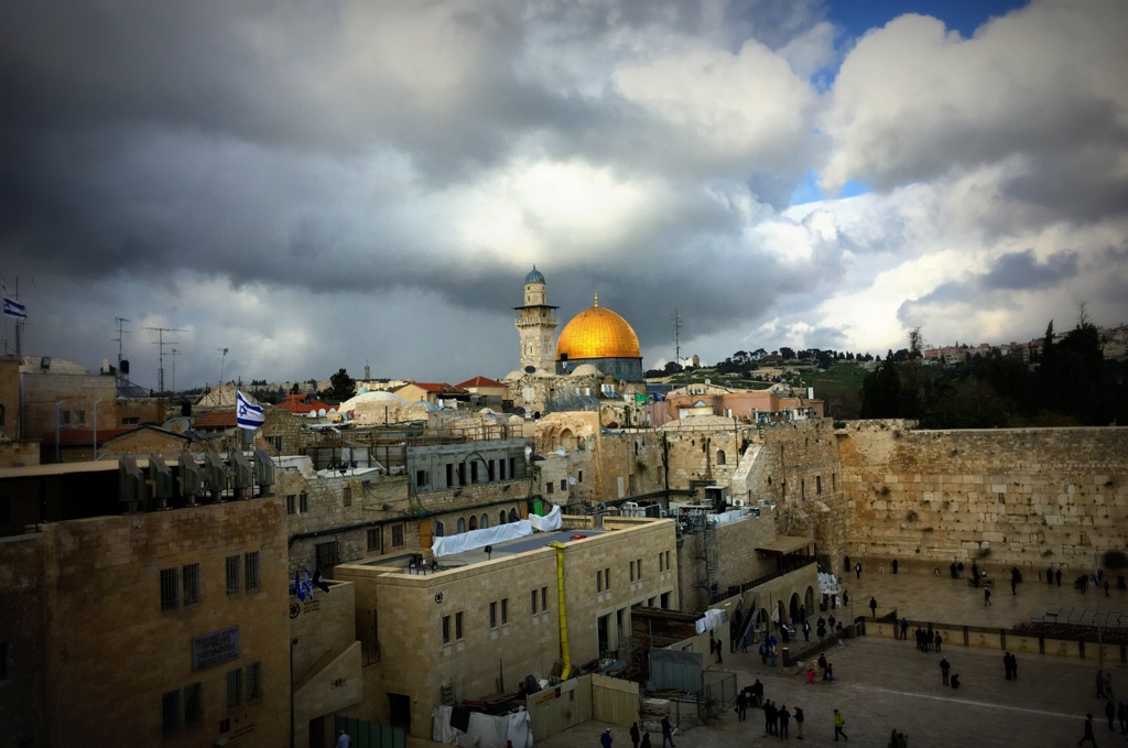The Dome of the Rock and the Wailing Wall, on a particularly cold day just before Easter, 2016.