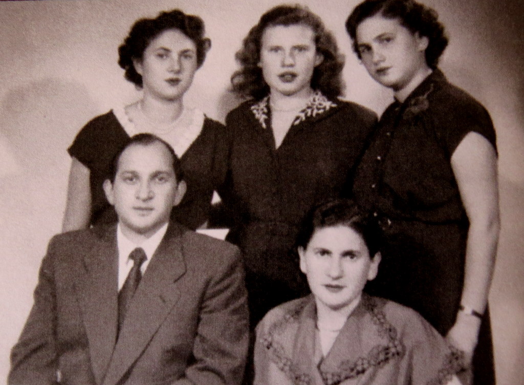 Family portrait taken in Europe before the trip to Australia: Judy's mother Fela and her brother Natan, seated; Tosia, Natan's wife Uschi and Judy, standing.