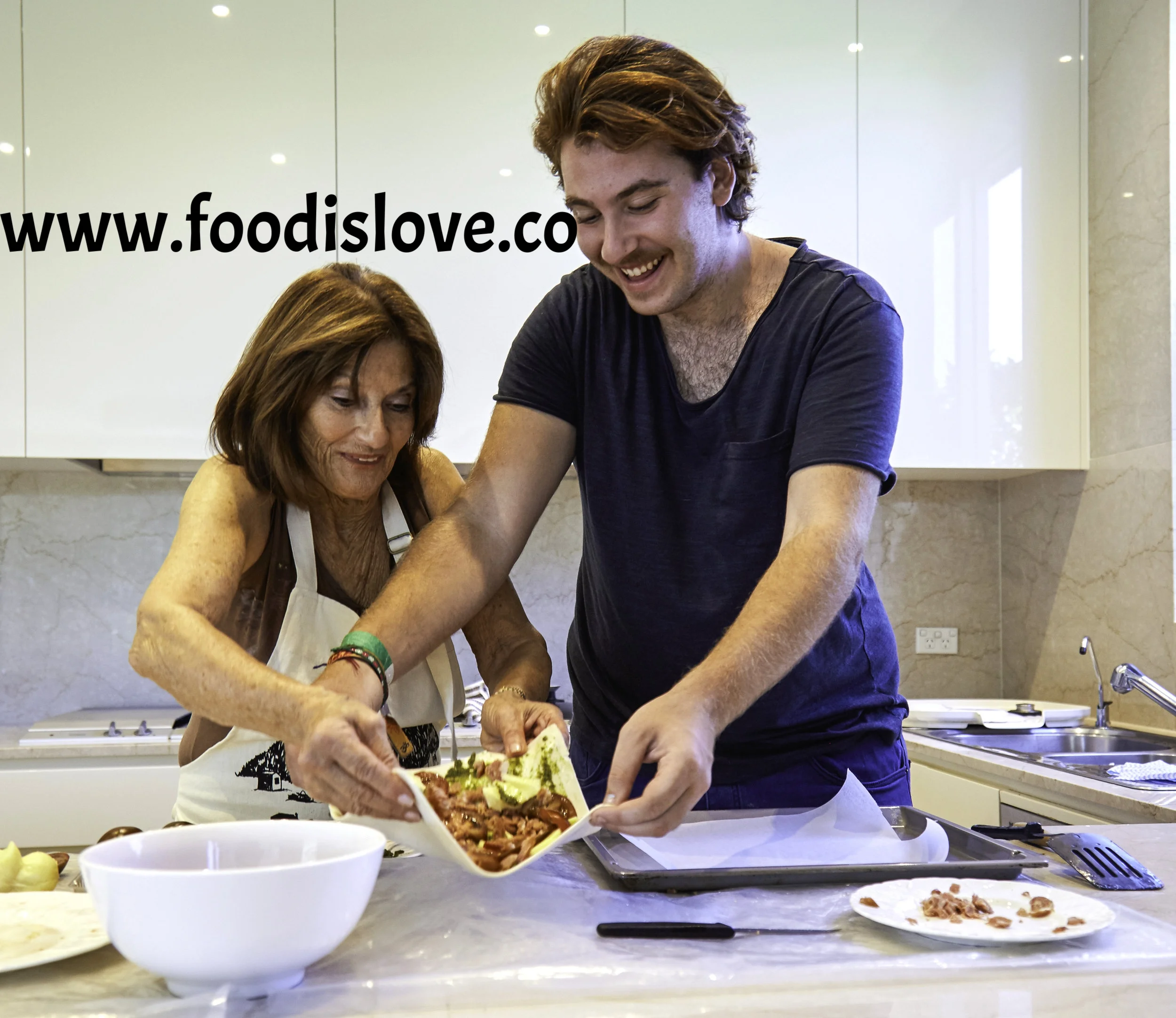 Rita Ross, cooking with her grandson, Jake Glanc