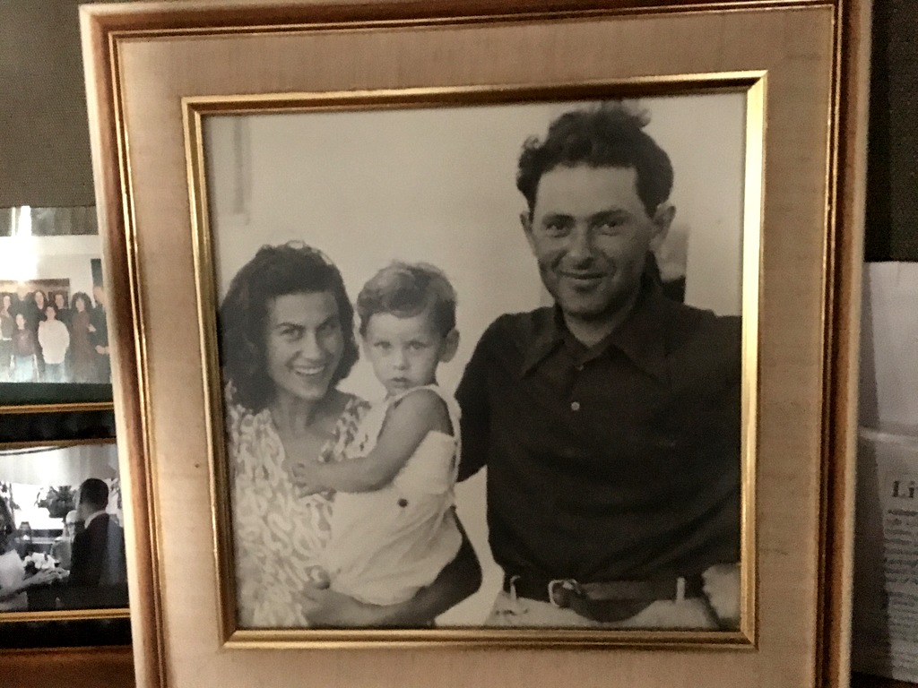 Photo of Margit and Andor, known to everyone as Baba and Bandy, with their first son, Morry Schwartz, 1950. 
