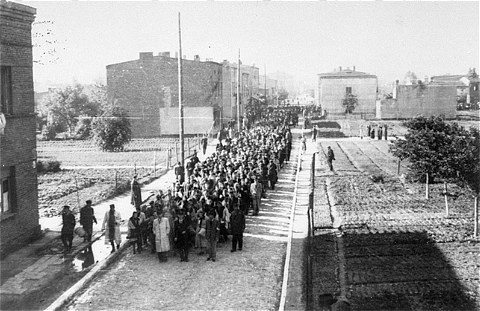 Jews being marched to the Chelmno death camp when the Lodz Ghetto was liquidated in August 1944.