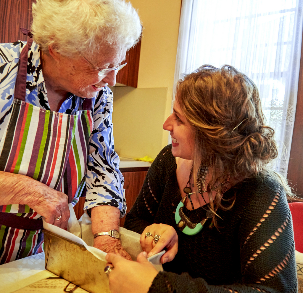 Saba baking with her grand-daughter Keren Dobia. 