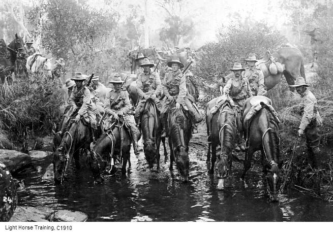 The Light Horse, training in Australia, before World War One. (Australian Light Horse)