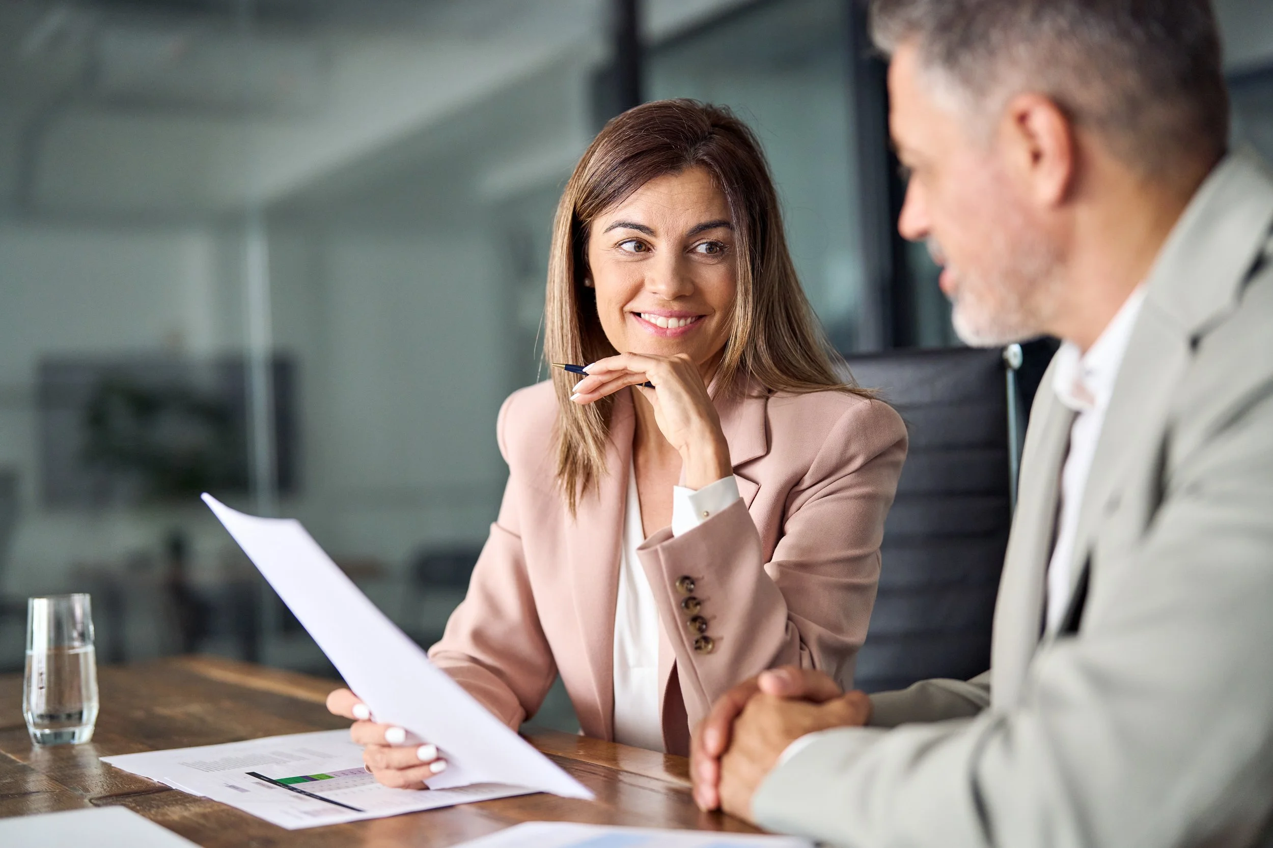 Financial advisor discussing incentive stock option strategy with a client.