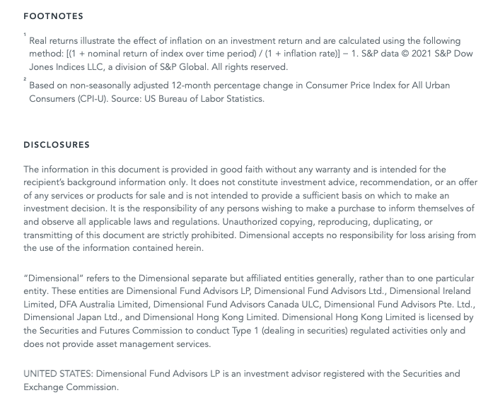 Footnotes and disclosures for blog post