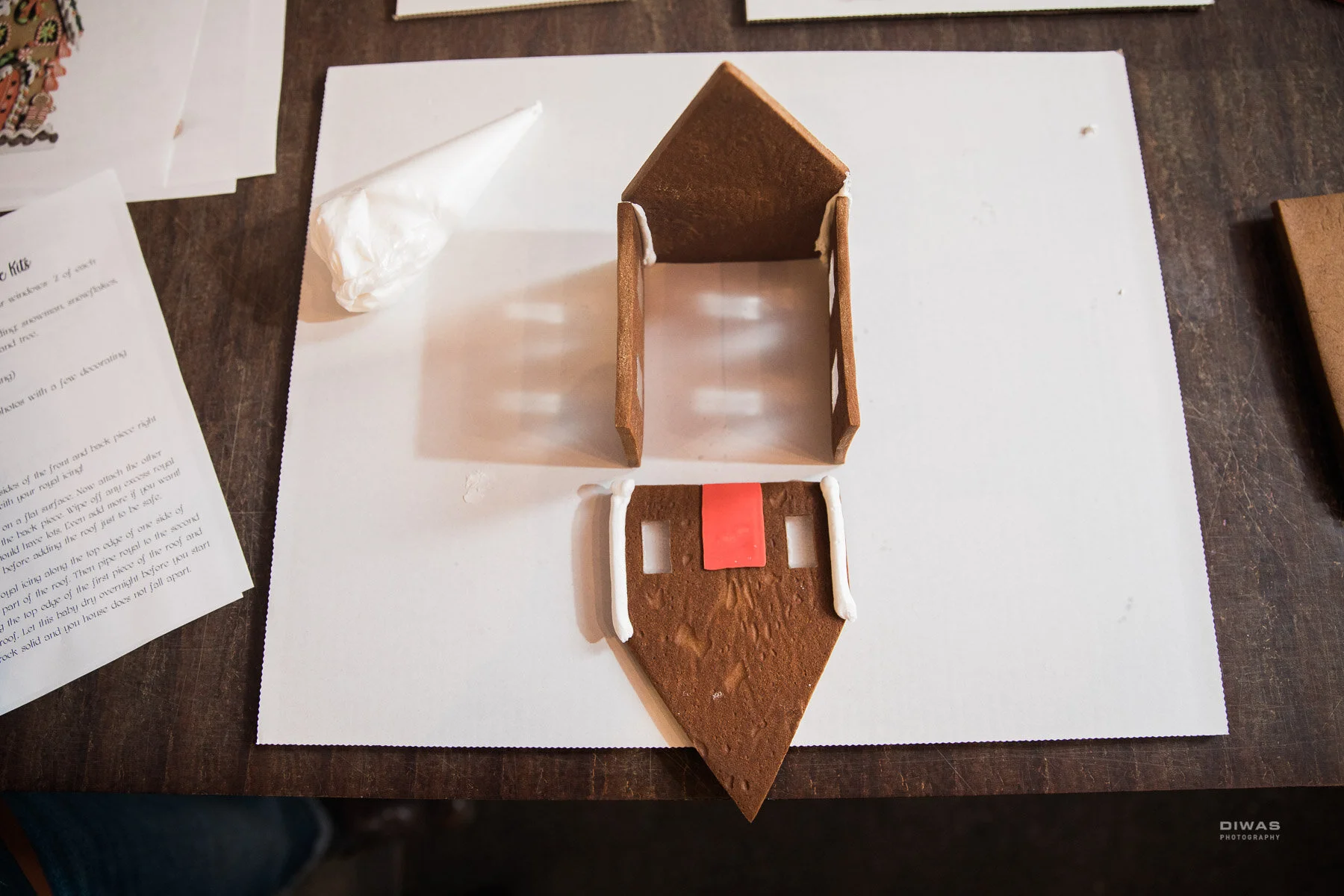 Attach the front and let dry for a few hours before adding the roof.