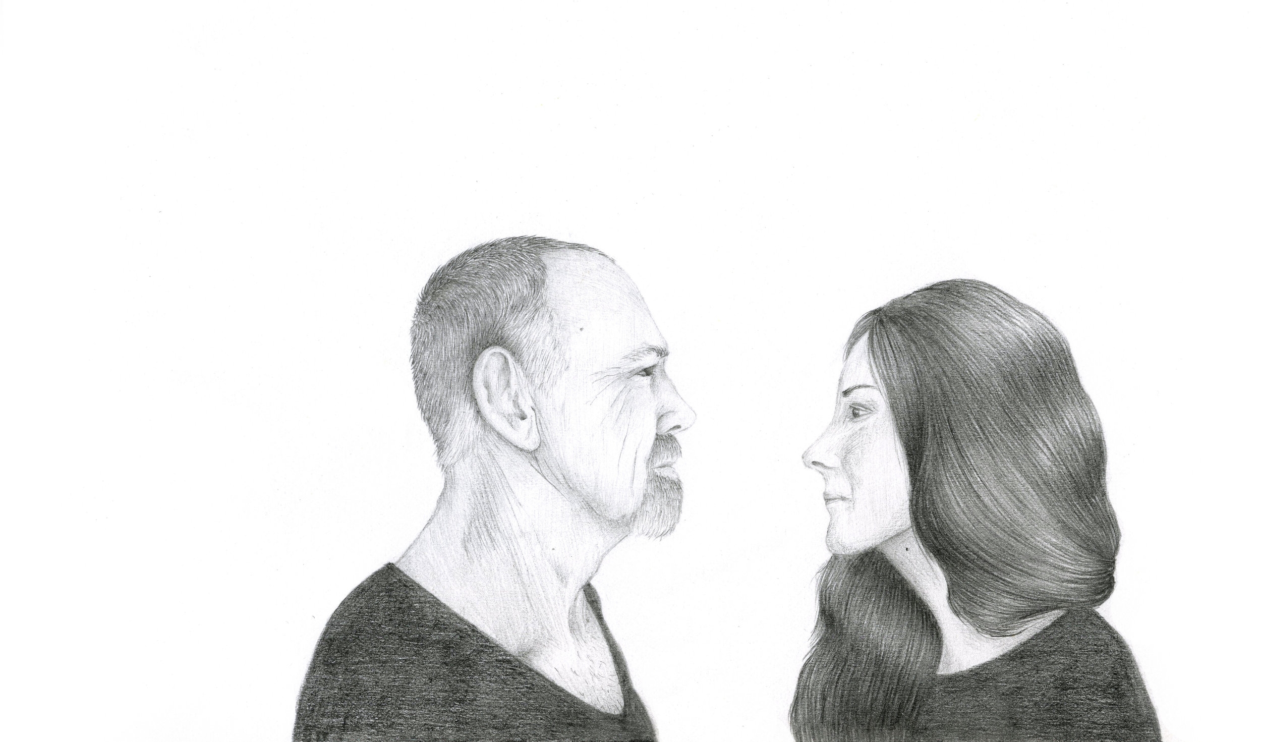 Father/Daughter, 2017. Graphite on Paper, 180mm x 225mm