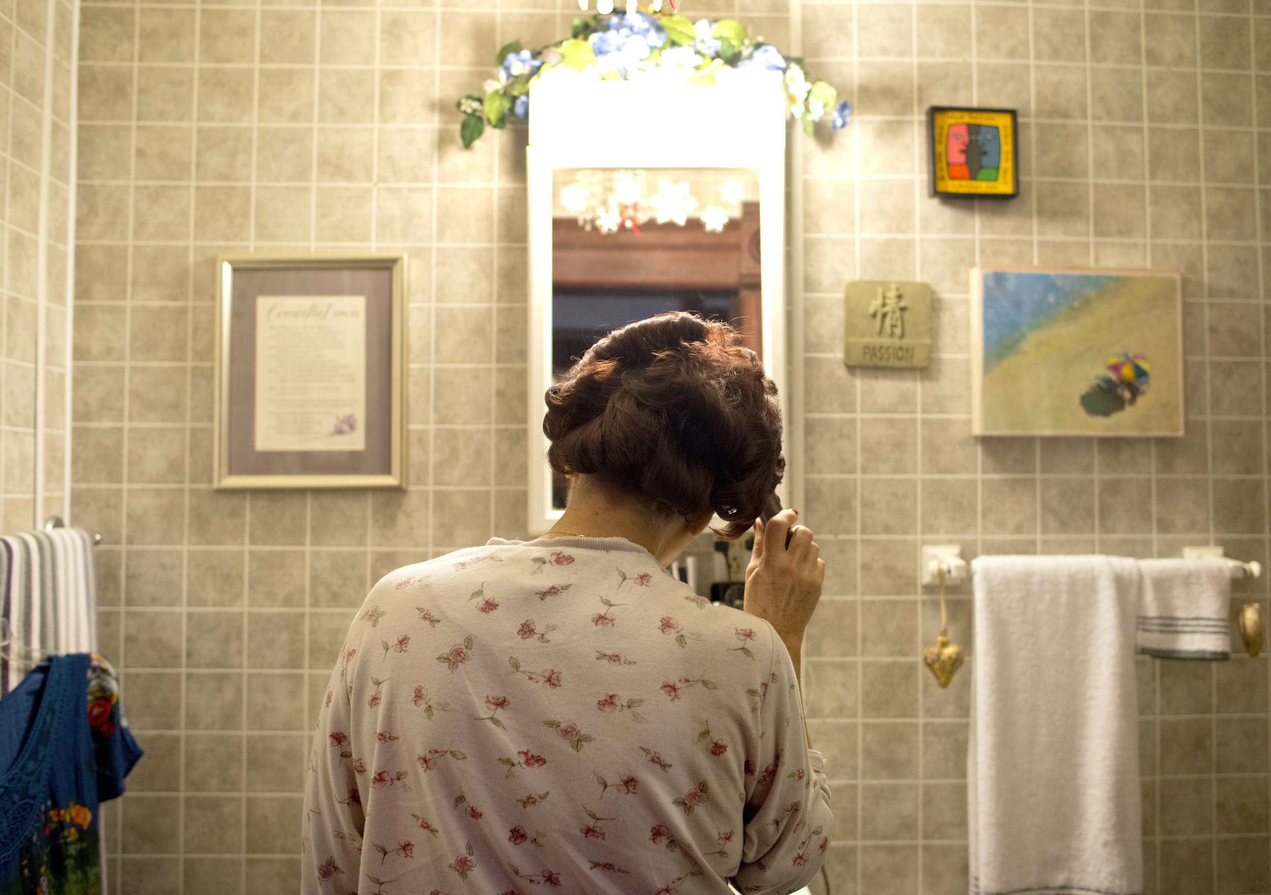 Gayle prepares herself to see David. She puts a lot of emphasis on her outward appearance because her husband rarely gets to see her, "I like the idea of being the center of his world," she said.