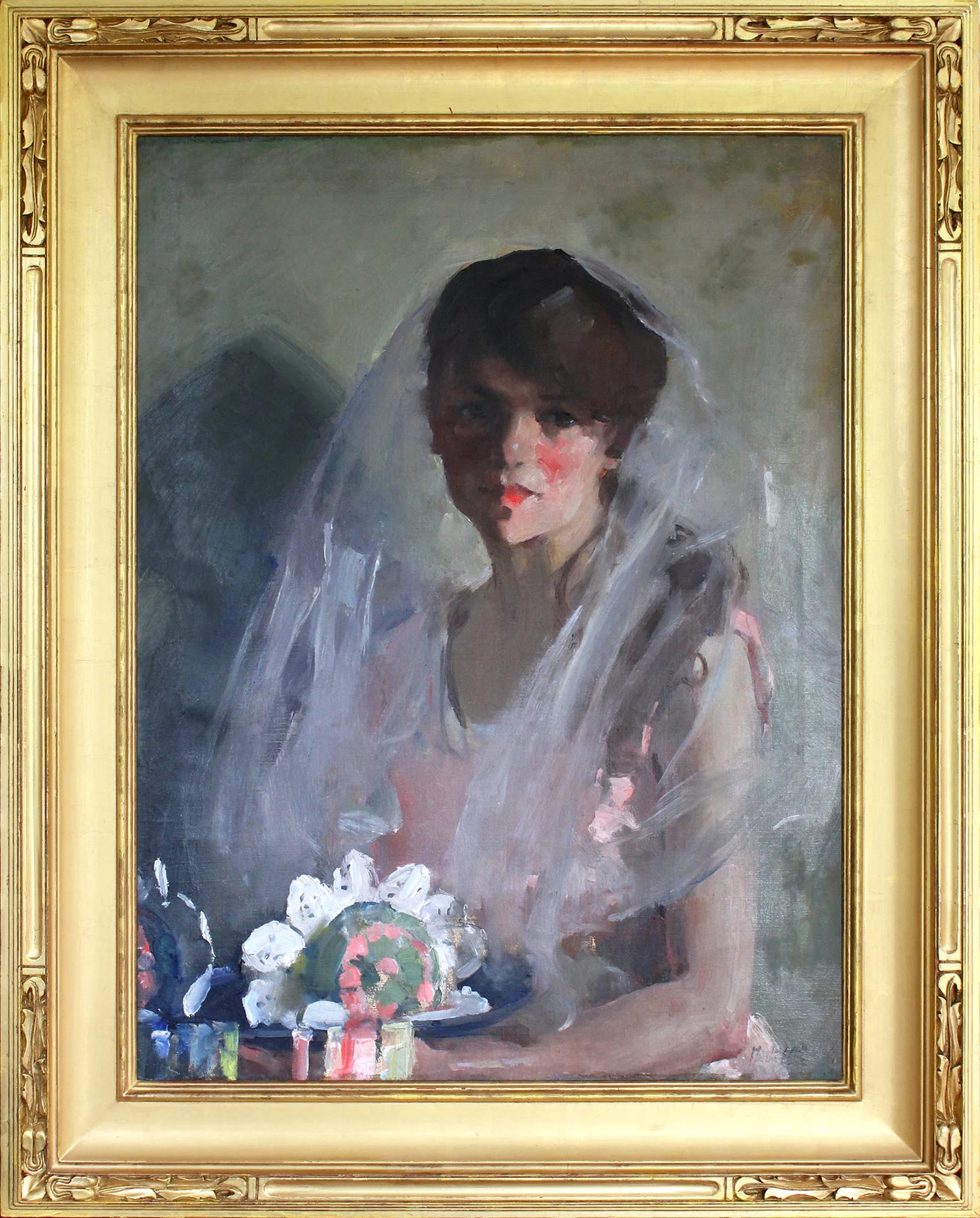 Portrait of Young Woman with Flowers, Circa 1900
