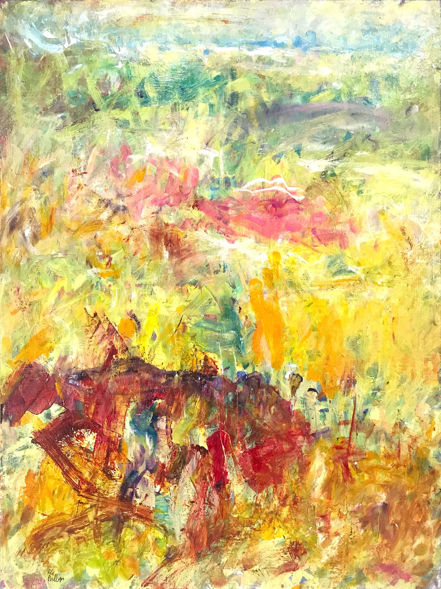 Crimson Red and Pastels, 2017