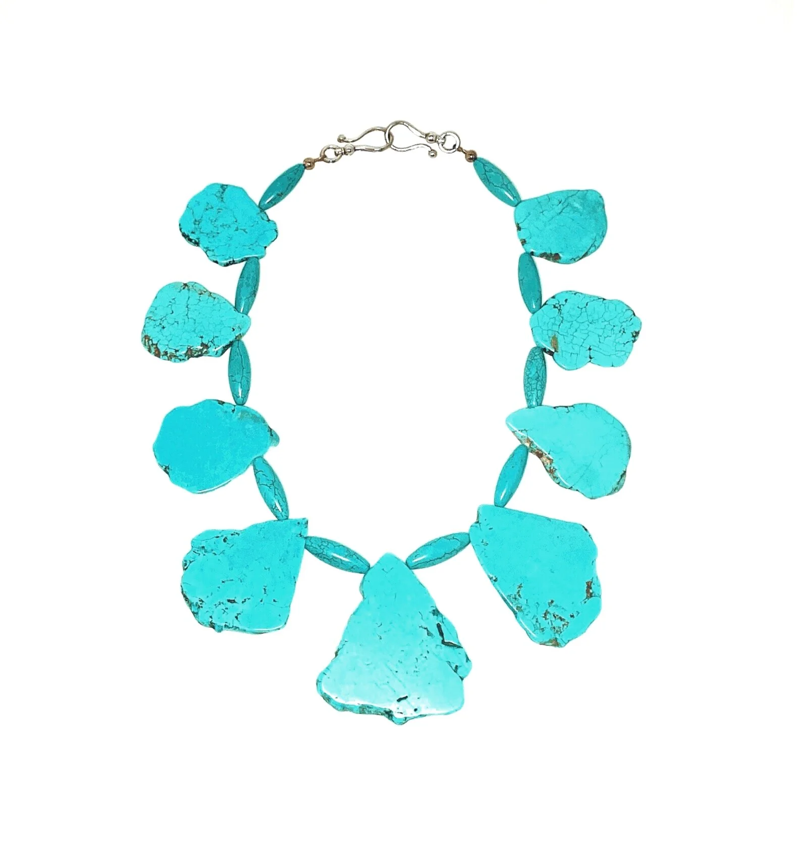 Large Turquoise Howlite Medallion Statement Necklace
with Signature Clasp