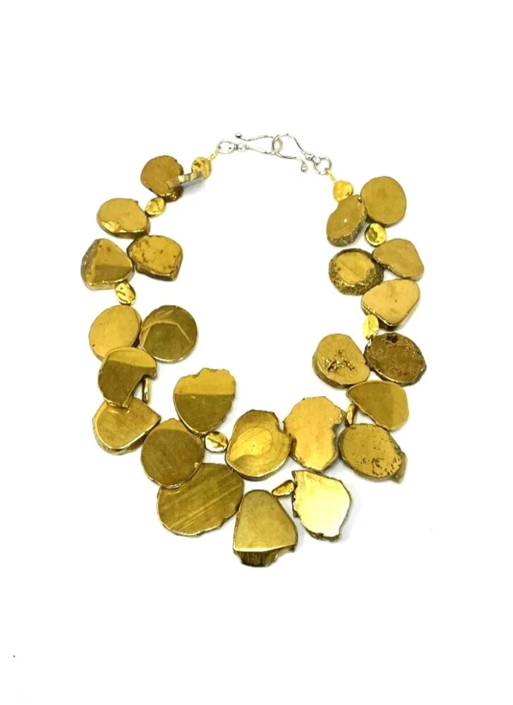 Gold Quartz Medallion Statement Necklace