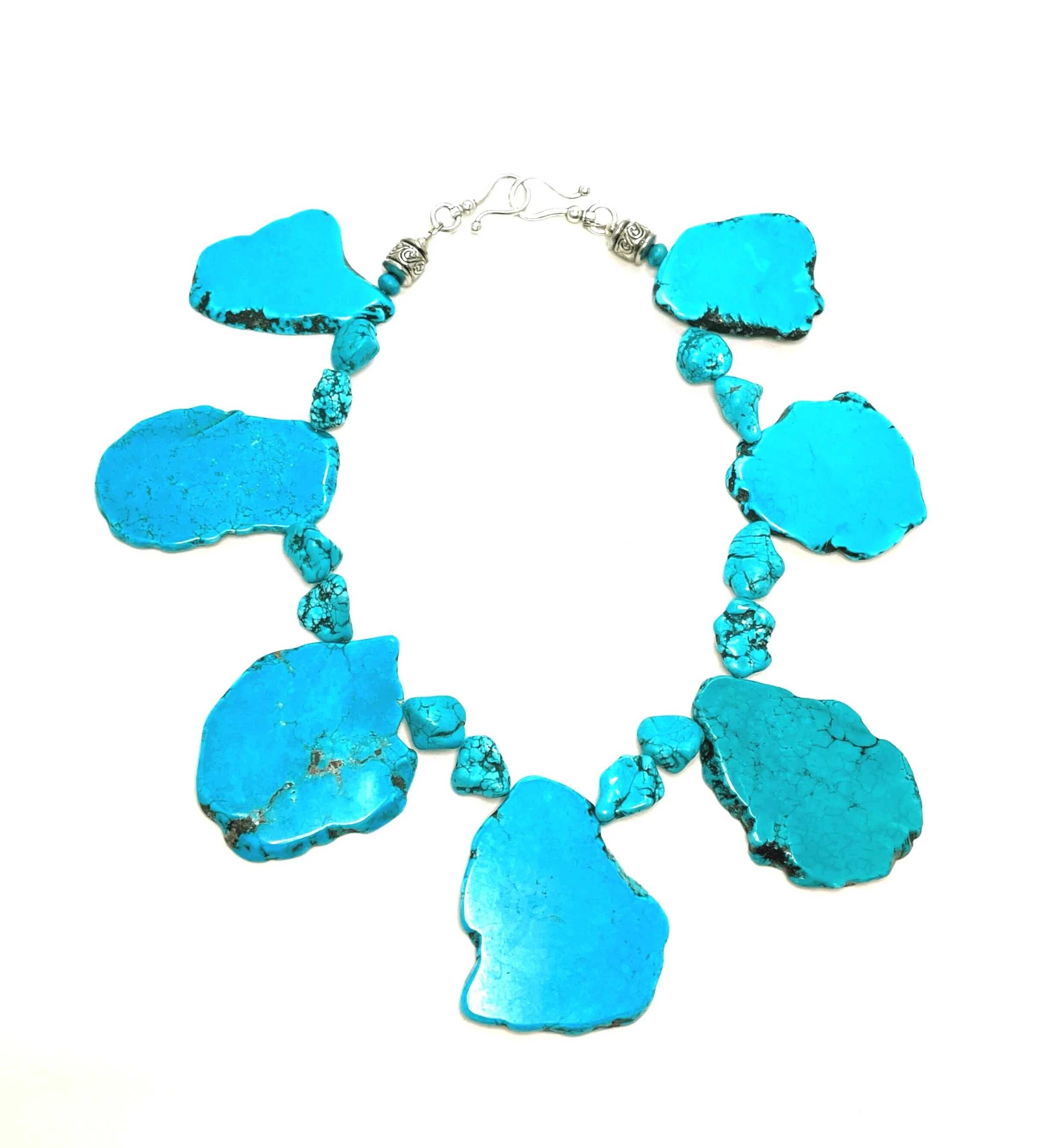 Large Turquoise Howlite Medallion Statement Necklace