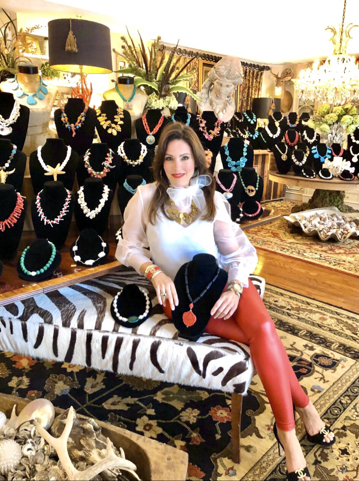 Lisa Zipperer at her Savannah, Georgia showroom with her current collection.
