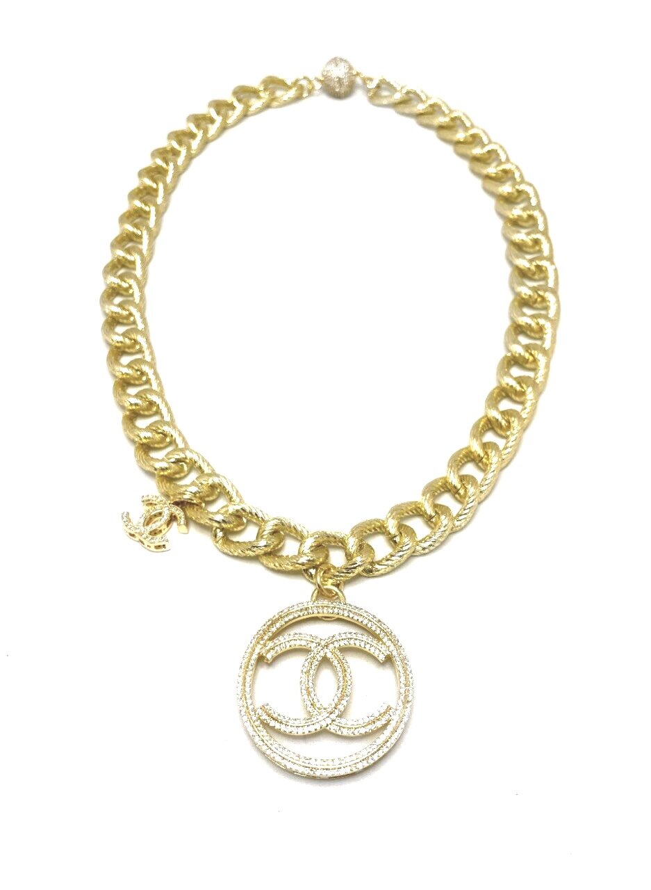 Chanel Gripoix CC Pendant Necklace - Gold-Plated Pendant Necklace, Necklaces  - CHA895902