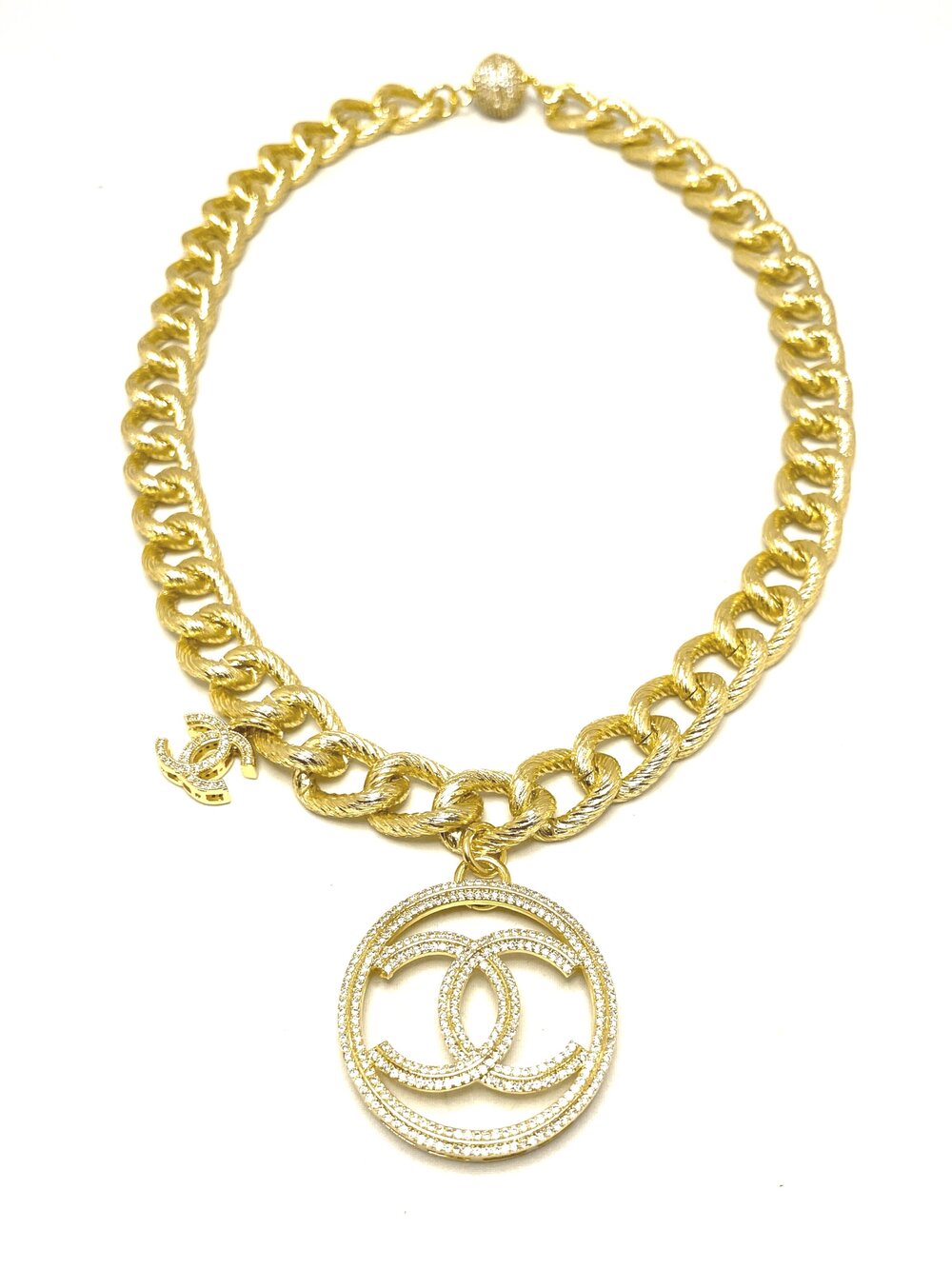 Gold Replicated Chanel Medallion Necklace/Bracelet with Magnetic Clasp —  Lisa Zipperer Designs