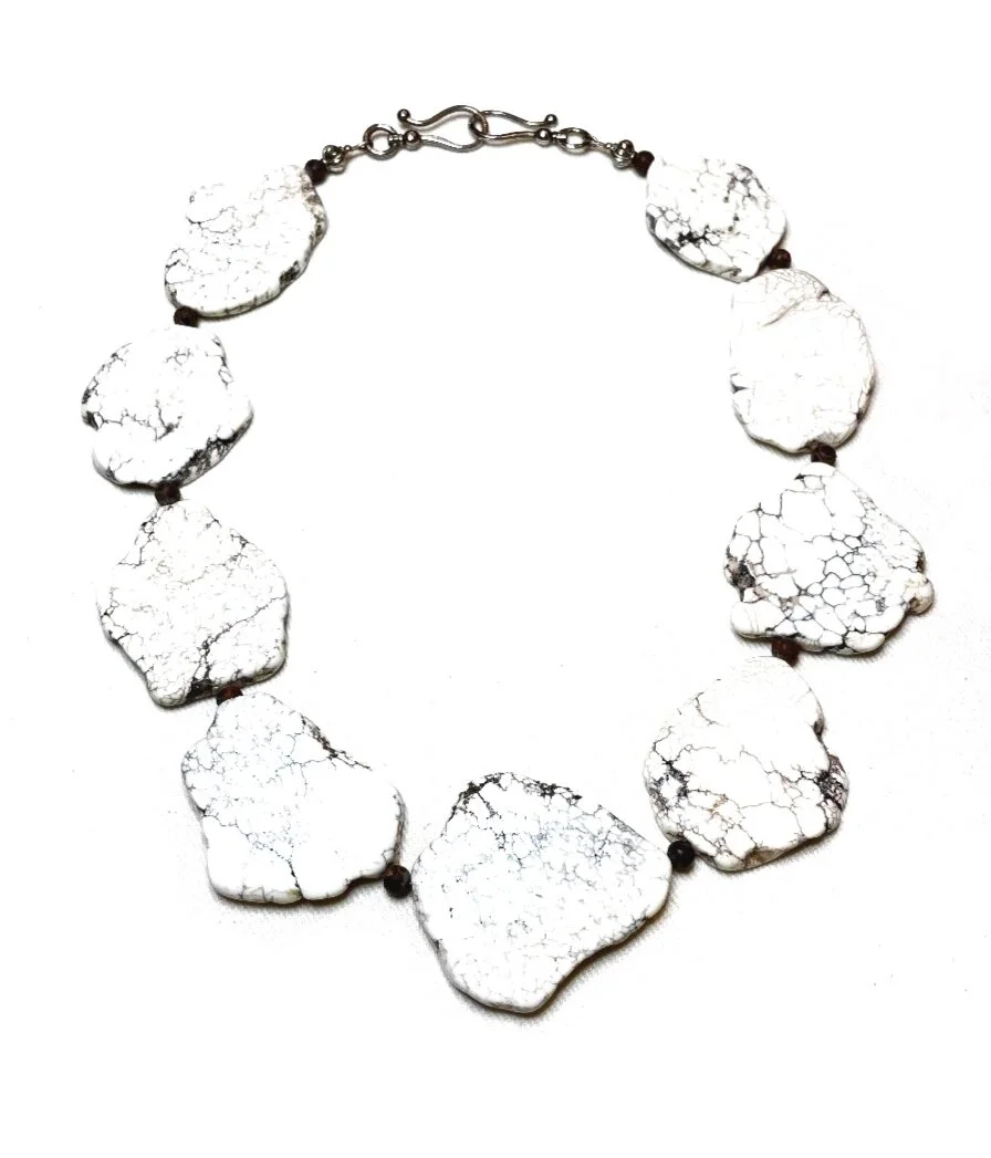 Large Bone Turquoise Howlite Medallion Necklace