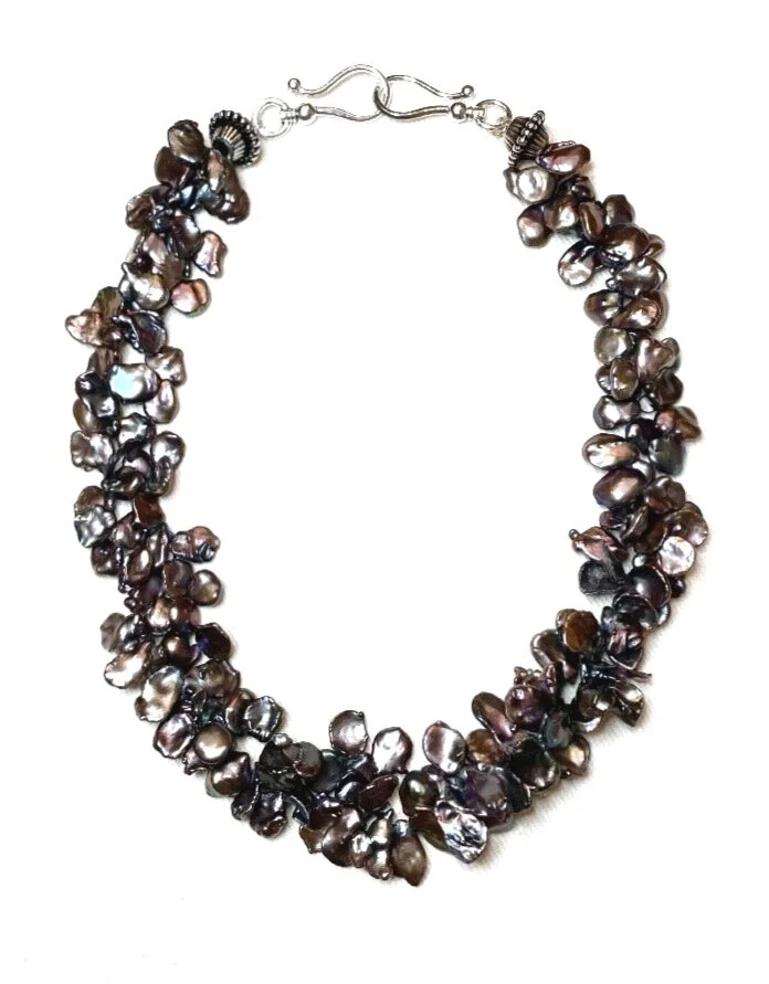 Double Strand Black Keshi Pearls with Signature Clasp