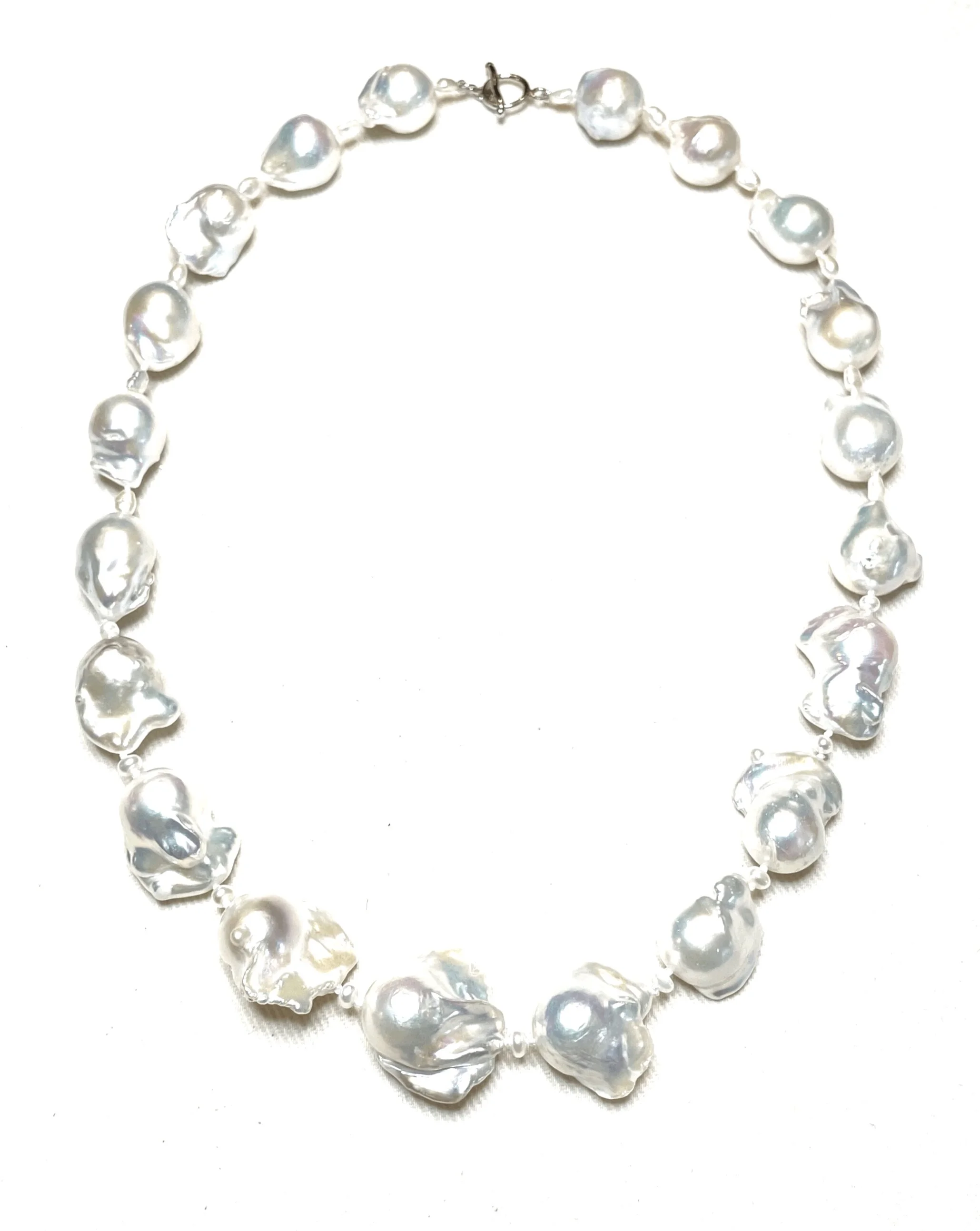 24" Hand-Knotted Baroque Pearls with Sterling Silver Toggle Clasp