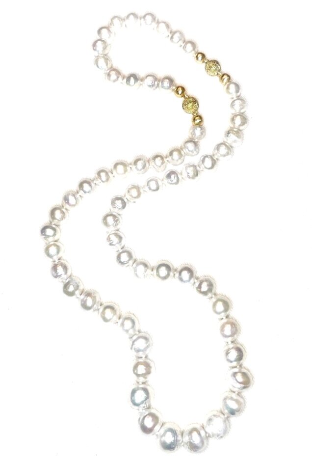 14/15mm Hand-Knotted Freshwater/Baroque Pearls with Bracelet Extender with Gold Magnetic Clasp (Set)