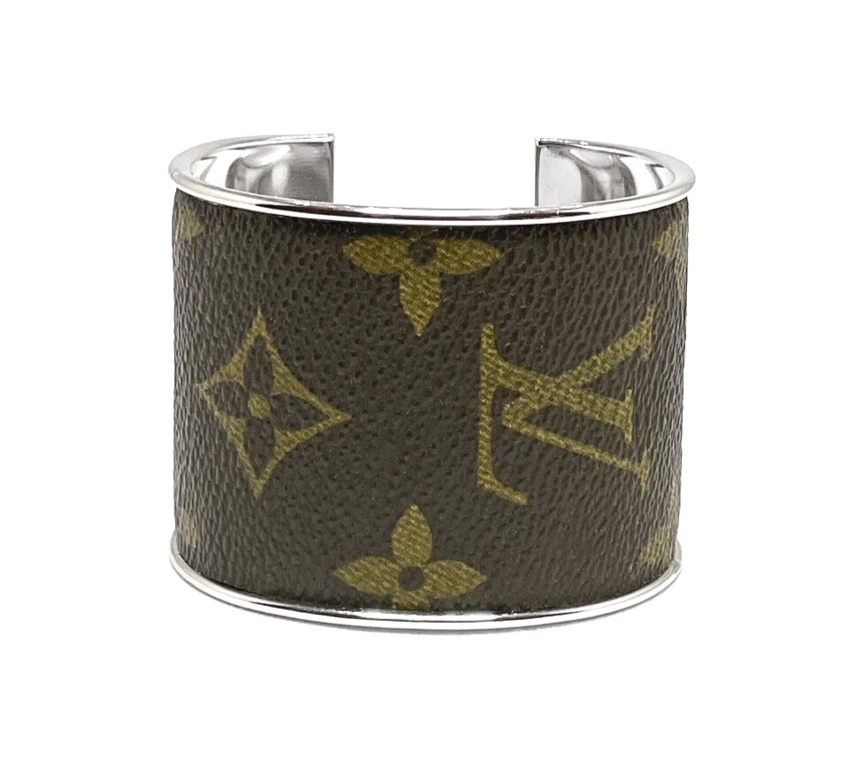 LOUIS VUITTON - Brown leather cuff bracelet