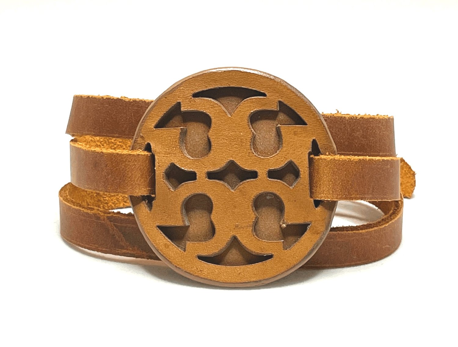 Tory Burch Brown Leather Wrap Bracelet with Gold Accents Amazon.com: Tory Burch Bracelet Double Wrap Logo TB Leather  main image 2