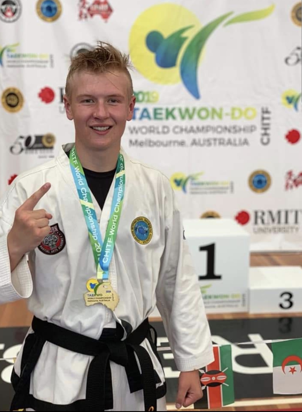 Cooper Roberts I was 9 yrs old in 2014 when i attended my first ever martial arts class. If the truth is to be told, from that first Taekwondo class it would take another 3 yrs - on December 9th 2017 - that I earned my Blackbelt. I have become a stronger person, learned how to train, learned how to fight, learned how to compete, and gained confidence along the way. I enjoy the great environment of the club and privileged to be coached by the best. Class keeps me physically fit, flexible, improves my balance, & coordination. These are worked on in class & have only complimented my abilities in other sports. Eg.. Rugby league. HIGHLIGHTS to date - Definitely competing at the 2019 World Championships Melbourne. Gold Medalist in the free Sparring. FUTURE GOALS - To work on better flexibility & to compete regularly. I do not know what the future holds but I know that I want to do as much as I can. My current goal is to achieve my Second Dan Blackbelt. The Blackbelt was a goal, & now the Second Dan is a goal.