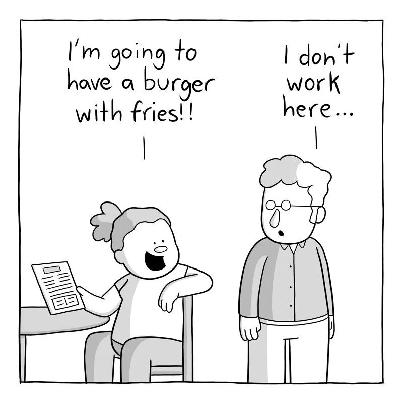 shout it from the rooftops.
.
#burger #fries #food #lunch #restaurant #meal #waiter #wholesome #yummy #eat #comic #webcomic #webtoon #comics #webcomics #webtoons #comix #webcomix #baldstache #funny #comedy #humor #lol #haha #instacomic  #igcomic #ins