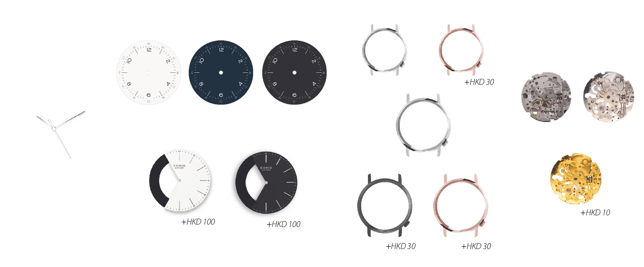 ALSTER Watchmaking Workshop (Video Class) is including a silver case, standard dial, silver hands and silver mechanical movement. If you need other components, you can purchase them with extra charges.
