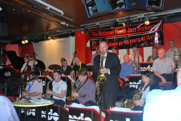 NYJO 45th Anniversary, 100 Club, London, 2010. Andy Panayi, Sammy Mayne, Nigel Hitchcock, MW, Claire McInerney