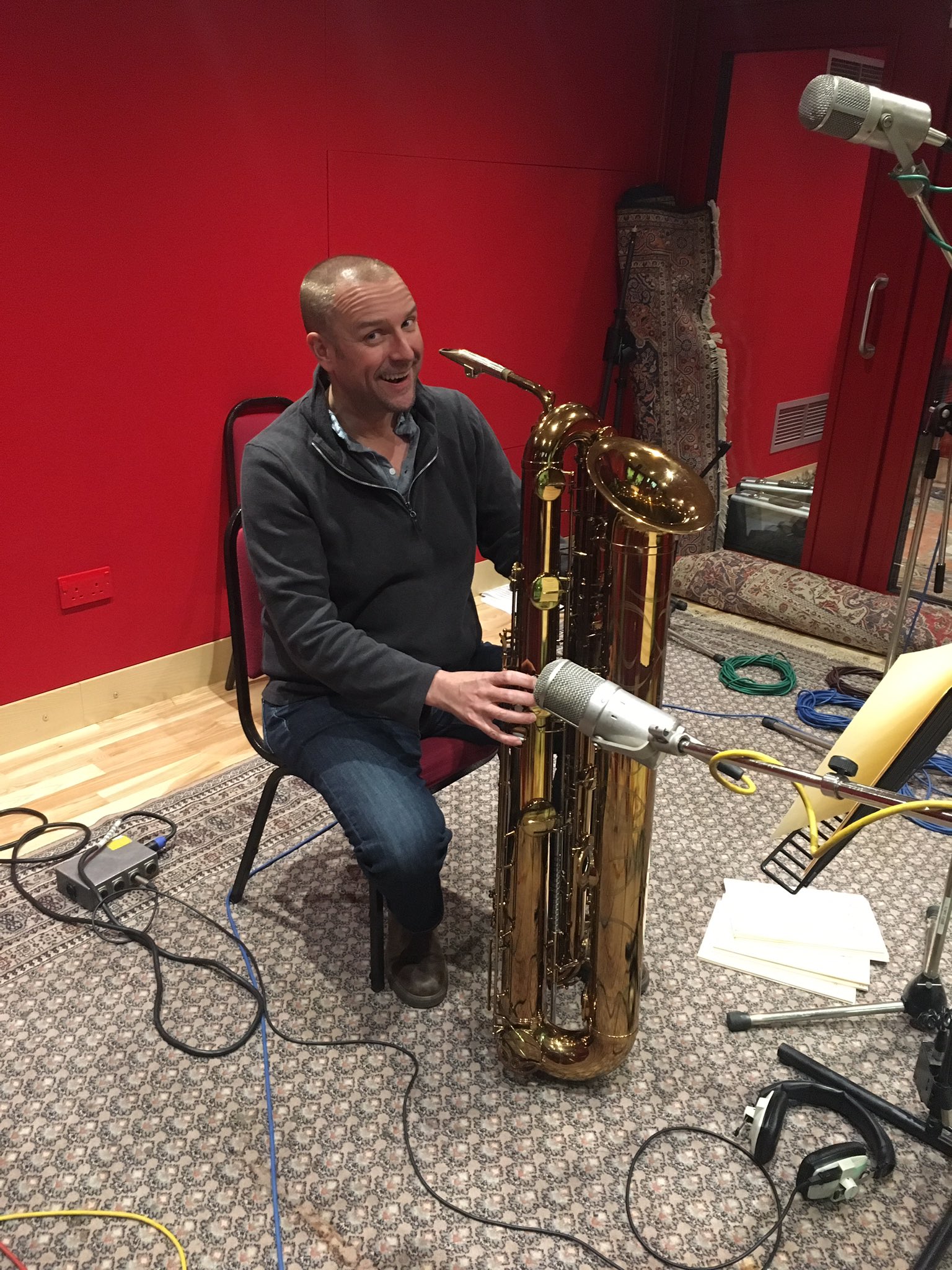 Recording the tubax in the booth at Abbey Road studio 2, November 2016