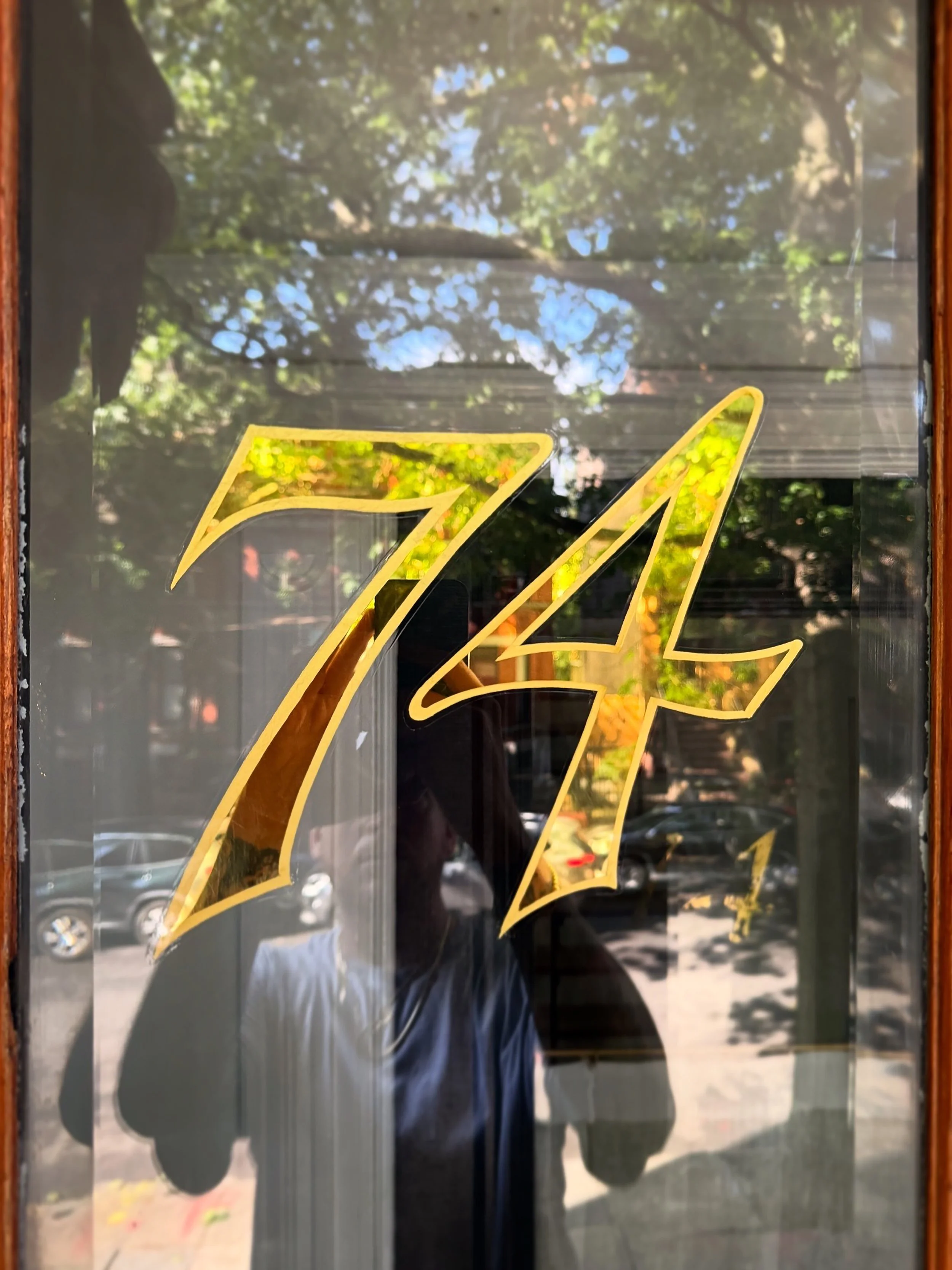 Brooklyn brownstone transom address in gold leaf