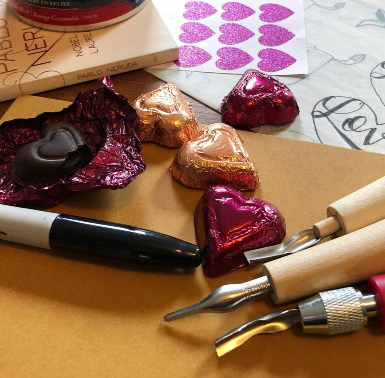 Linocut Valentines! Love it or... not. | February 8th, 2020 | 12-4pm