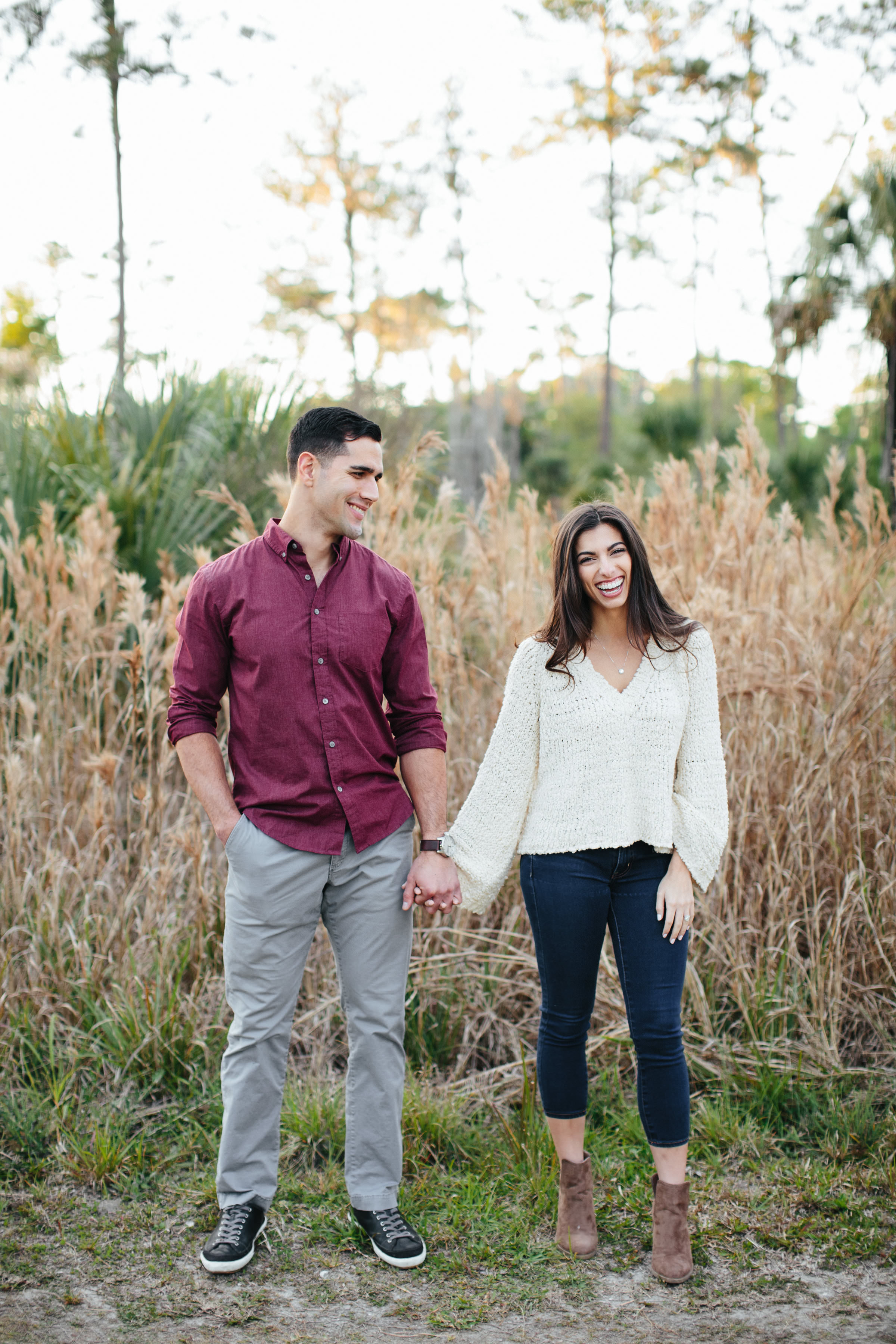 couple in field engagement session