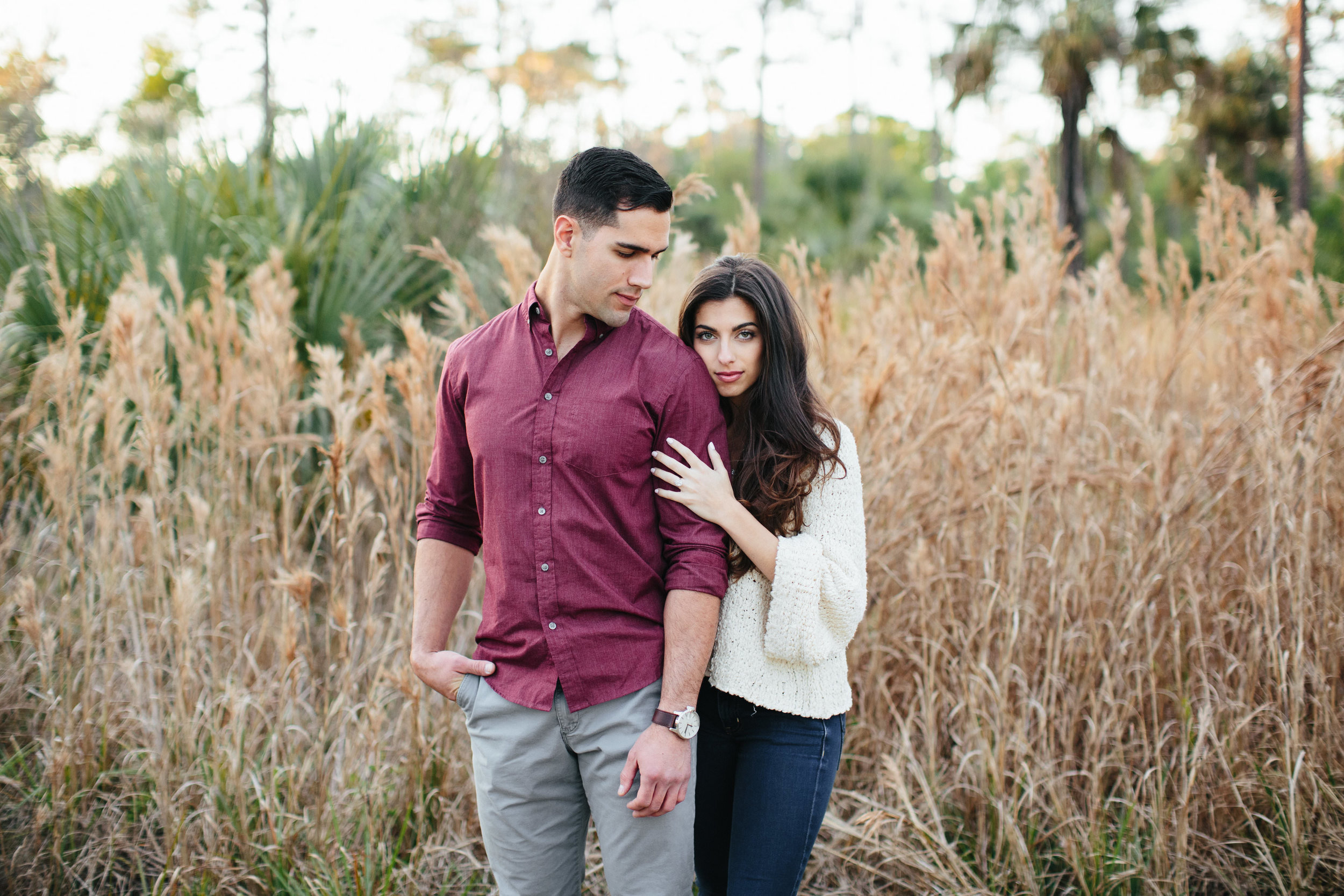 couple in field engagement session