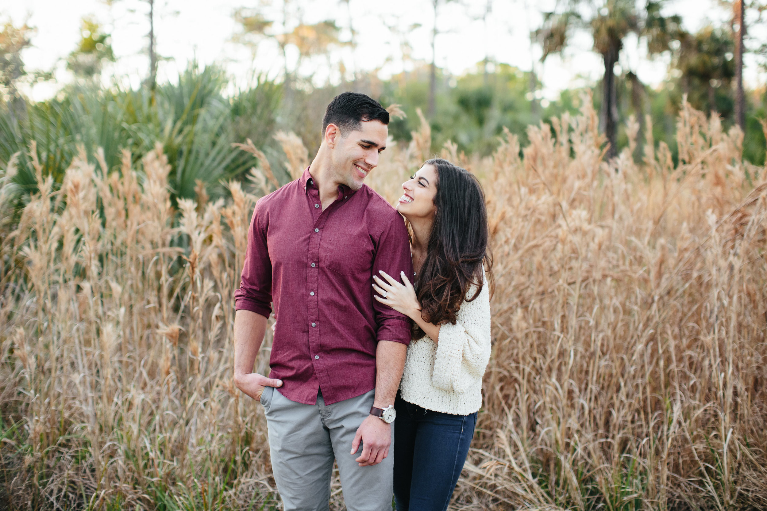 couple in field engagement session