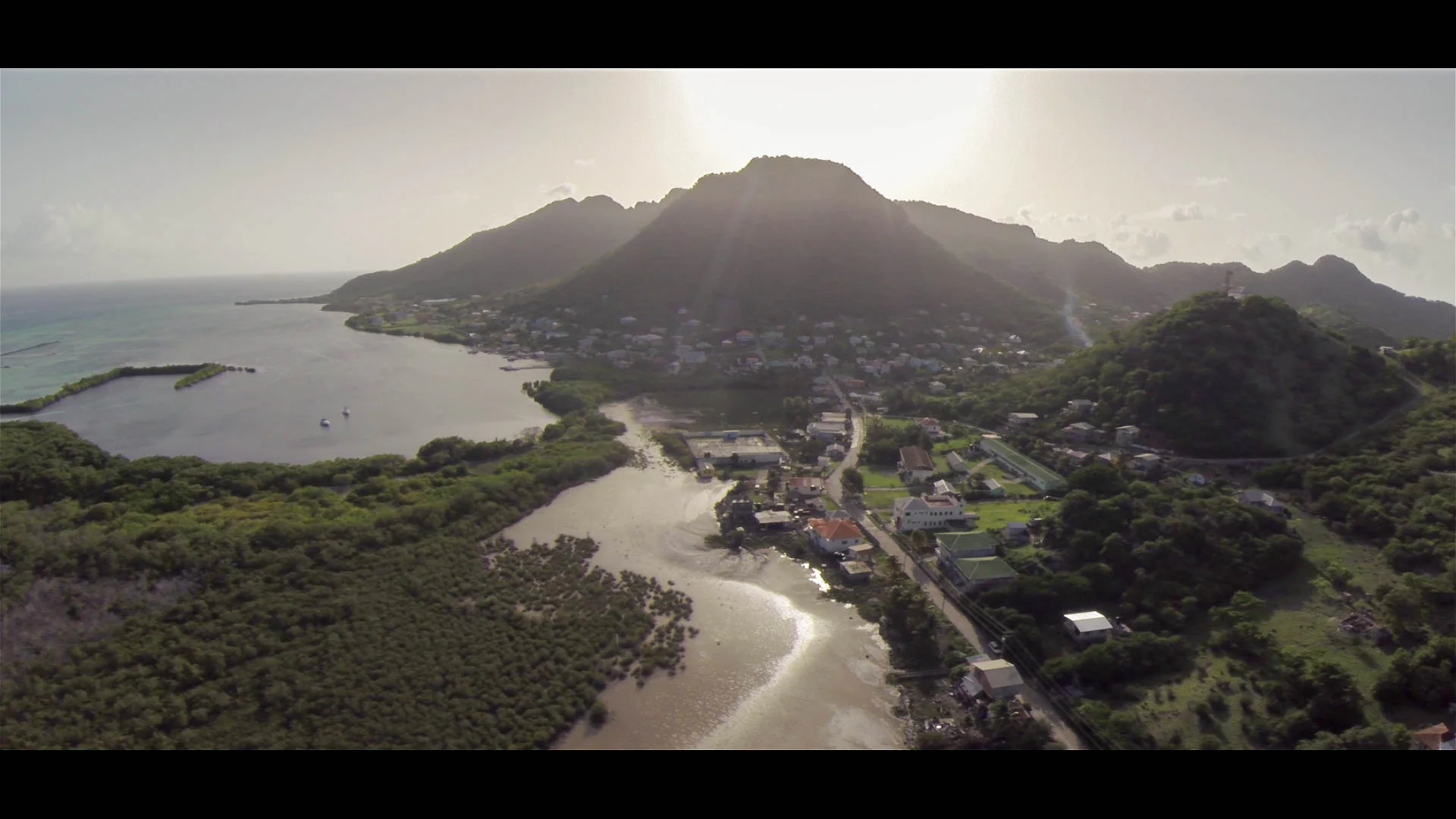 Looking over the salt pond into Ashton. - Quadcopter still