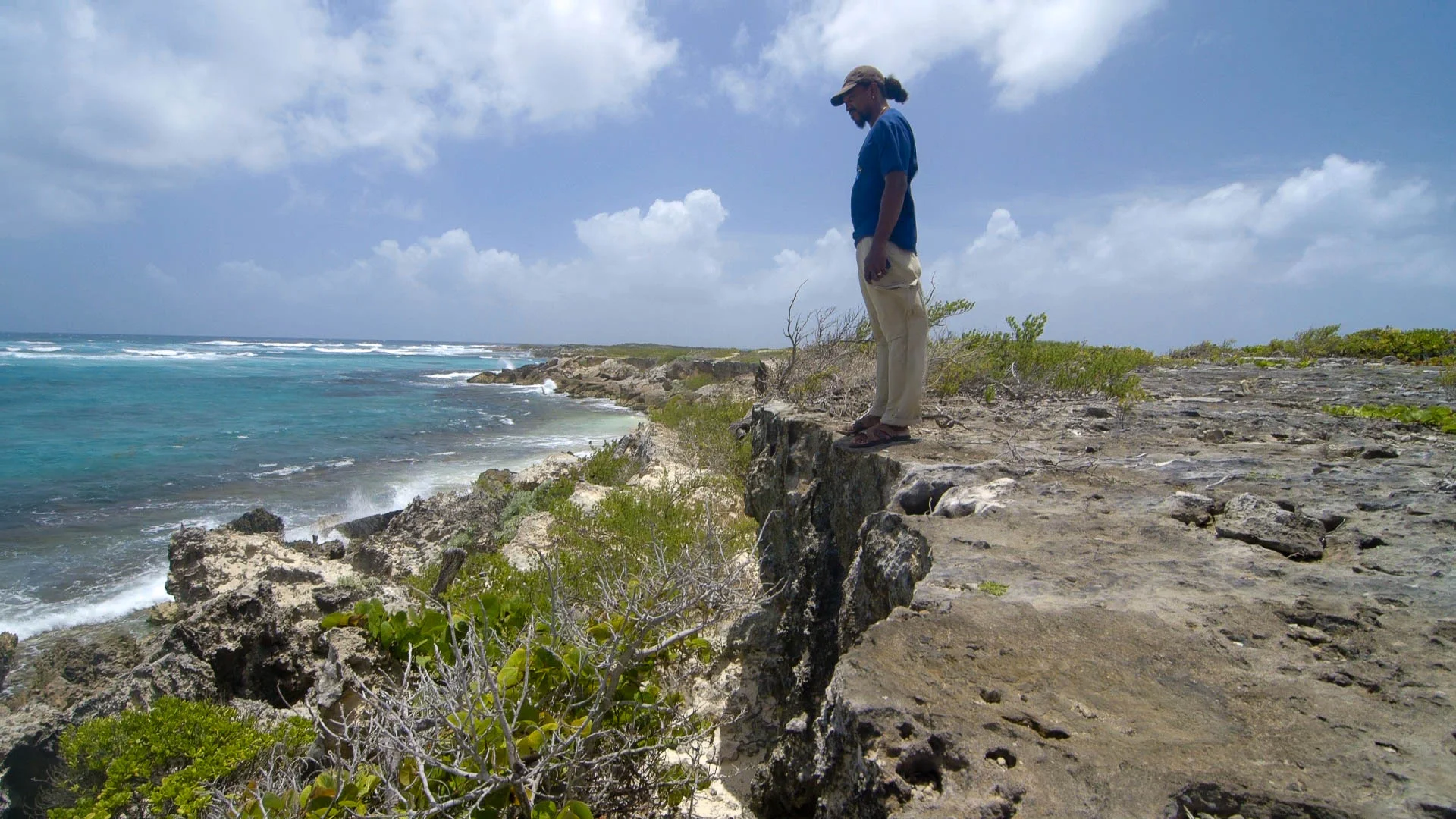 Zander, standing on the limestone cliff, Spanish Point - Video Still, Tom Miller