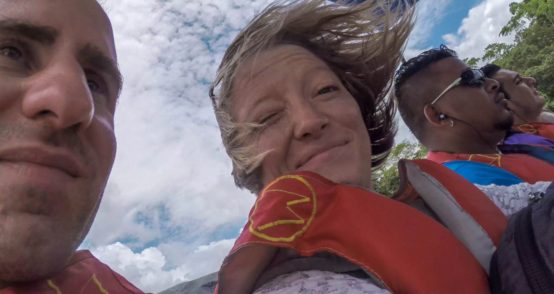 Nuin-Tara gets wind-blown in the panga - still, Tom 