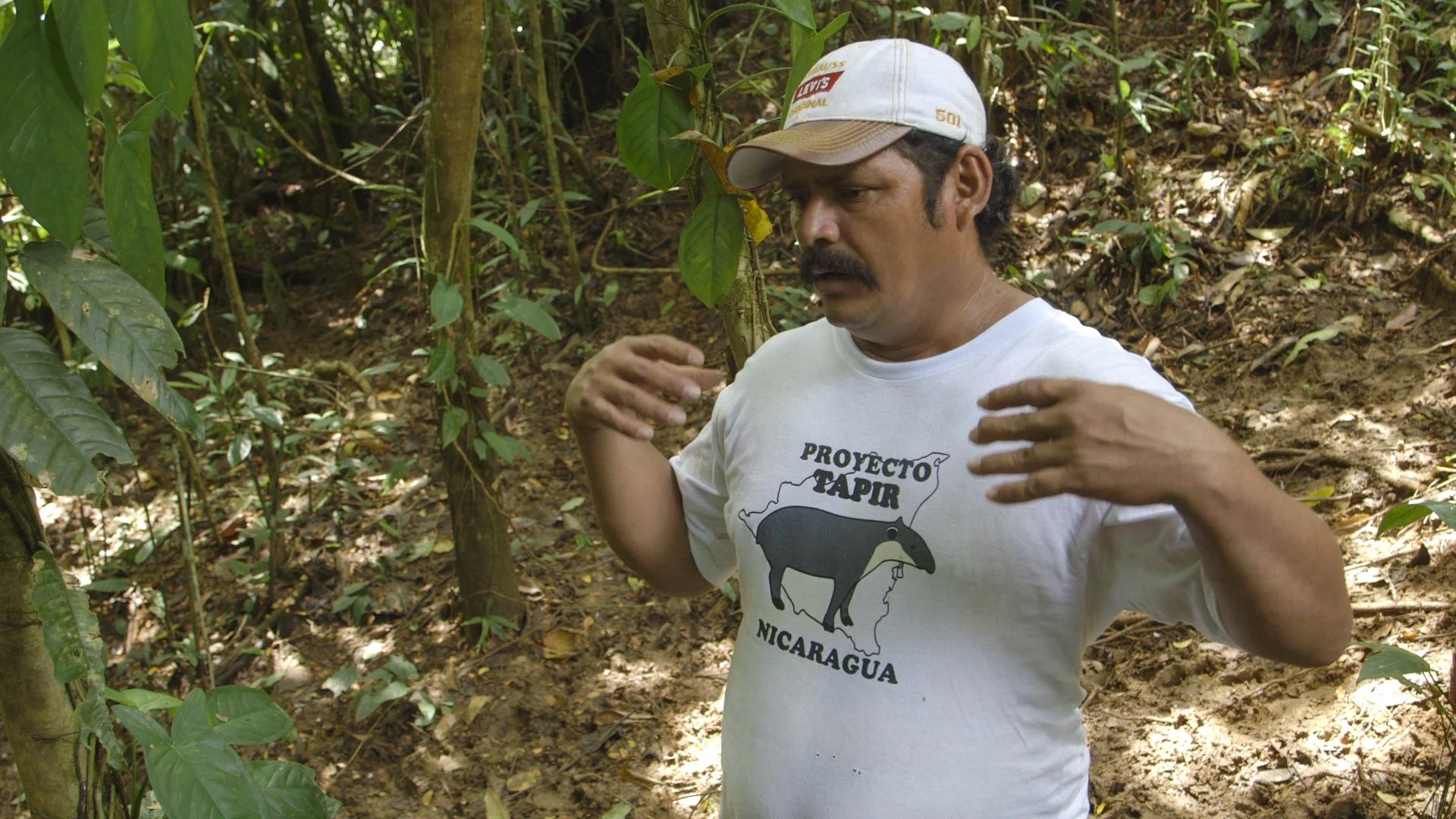 Tito, with his Proyecto Tapir t-shirt - video still, Tom