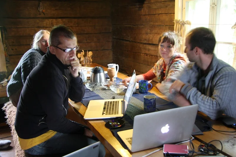 A productive discussion while reviewing the rough cut and potential musical pairings with Kimmo and Kaisu