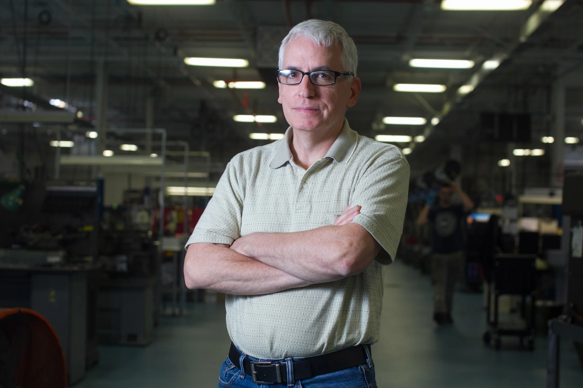 Kenneth Mandile, President of Swissturn/USA poses for a photo on the manufacturing floor of his business in Oxford, Massachusetts on June 17, 2015. Matthew Healey for The Boston Globe
(Metro Section. Reporter Felice Belman - Assigning editor Matt Lee)