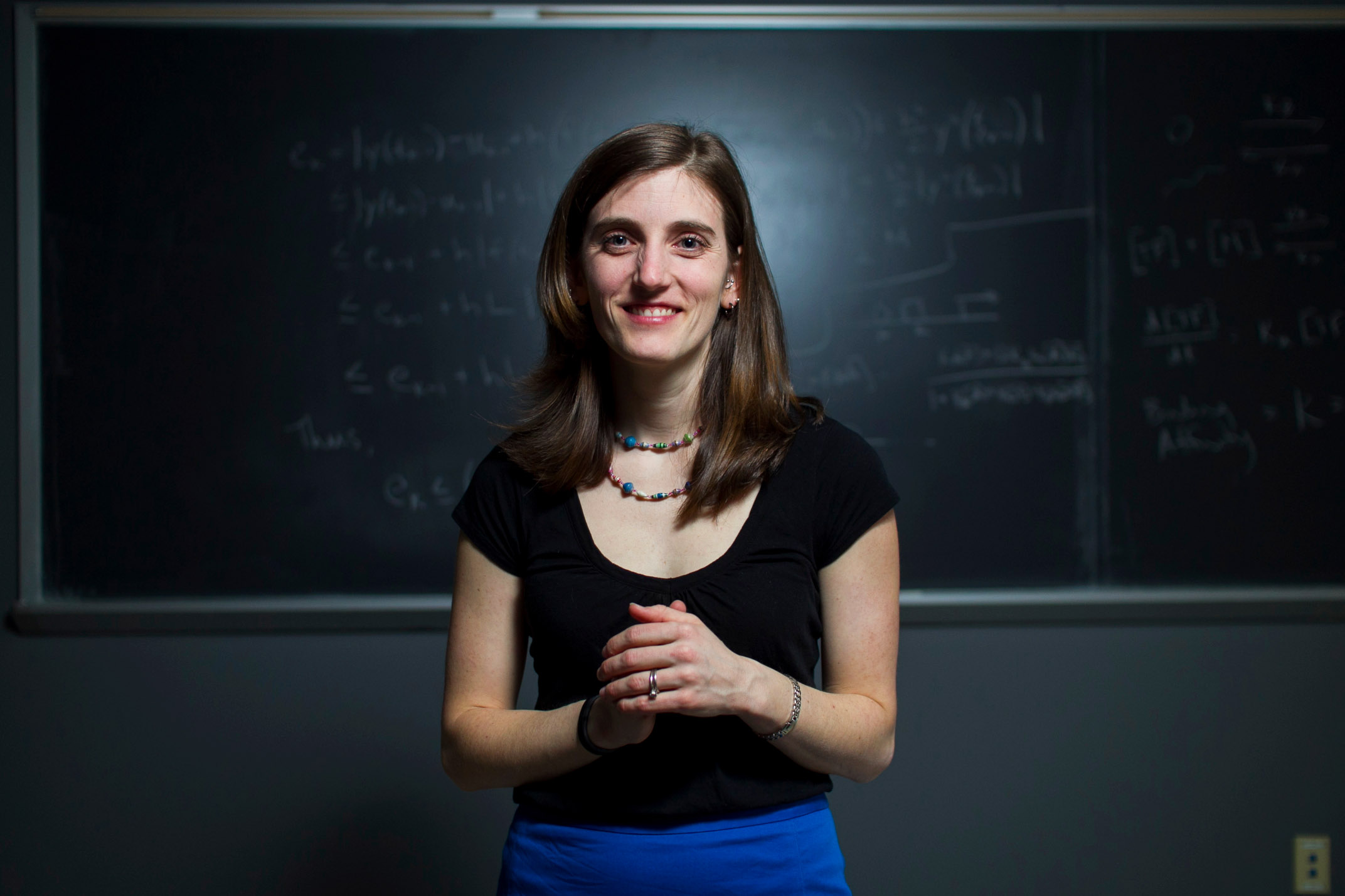  Clark University Math Professor Jackie Dresch poses for a photo in a computer lab on the campus of Clark University in Worcester, Massachusetts on January 27, 2016.  