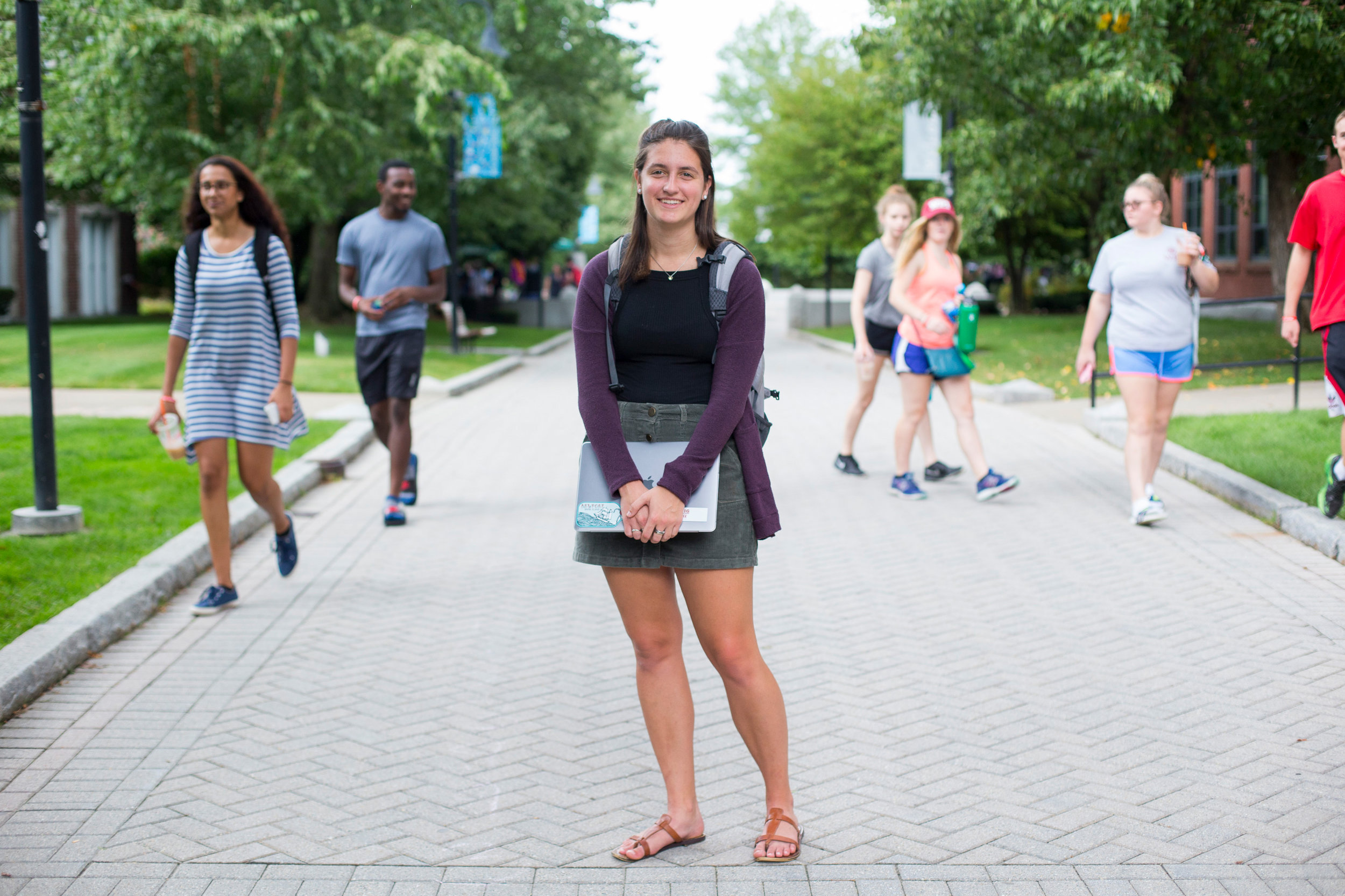  Michelle Santacreu, a freshman at Worcester Polytechnic Institute, poses for a photo on the school's campus in Worcester, Massachusetts on September 15, 2017. Santacreu who intends to major in computer science, is one of the many women at the school