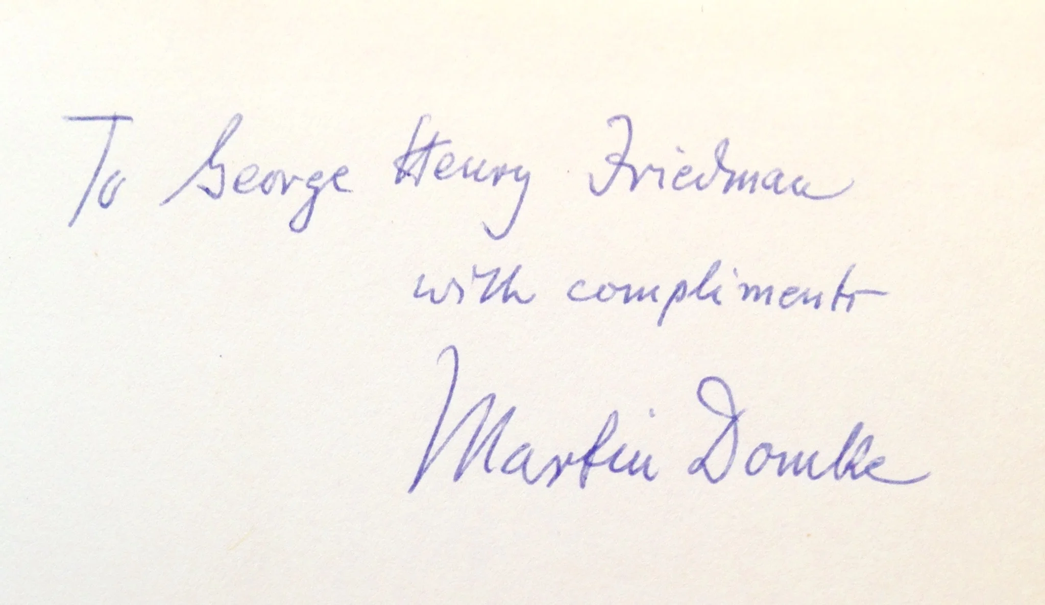 "To George Henry Friedman: with compliments." - Martin Domke, arbitration icon
