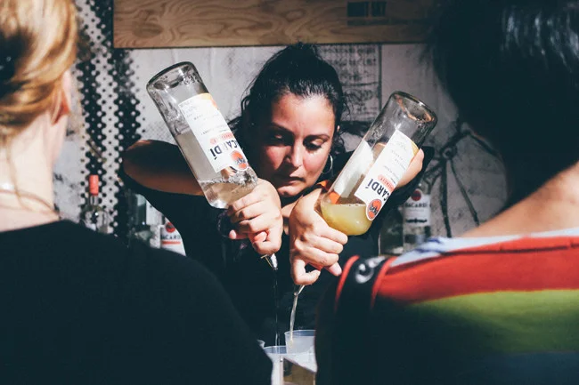 We were rapidly wilting in a 90-plus-degree heat index and this bartender couldn't get the drinks out fast enough! 