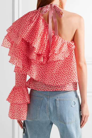 Rosie Assoulin ruffled printed cotton blouse - if you like like a lot of detail