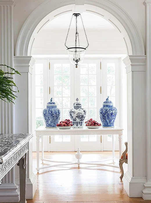 Blue-and-white ginger jars are a decorative staple in today’s traditional interiors. Clustered on a mantel or console, they lend a fresh yet timeless look. One Kings Lane
