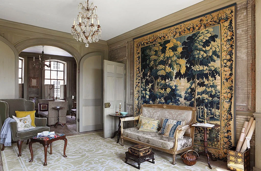 Photo by Alexander James / The Interior Archive For the room with the ceiling height to accommodate it, an oversized tapestry or textile adds European-style country house luxury and sophistication