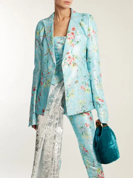 Halpern jacquard pantsuit - fab wedding guest ensemble 